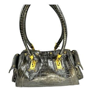 Calla Womens Snake Pattern Studded Faux Purse Satchel Hand Bag